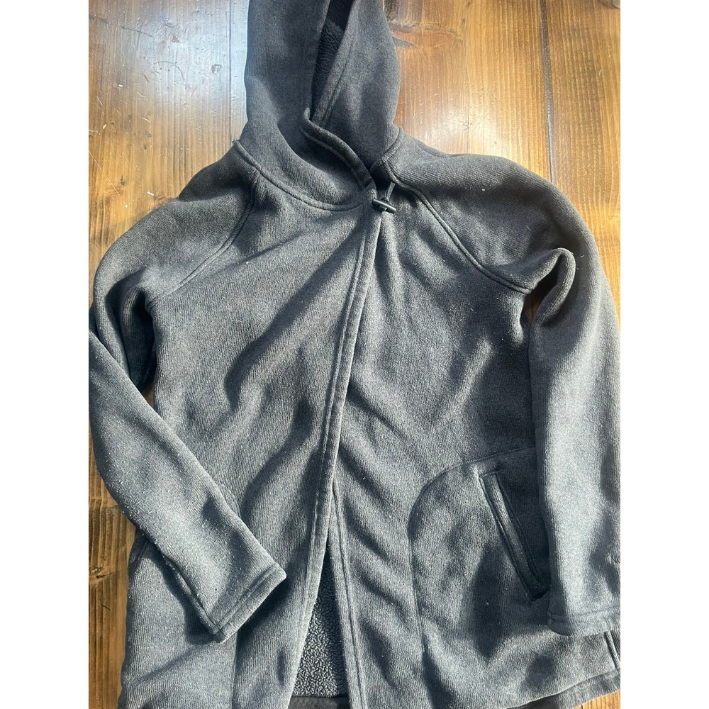 The North Face Crescent Hooded Sweater Fleece Jacket Black Small Toggle Wrap